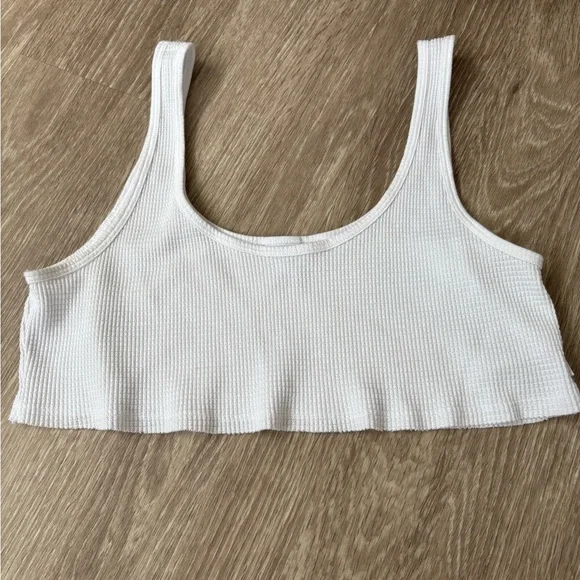 TNA White Ribbed Crop Tank Top - Picture 1 of 2